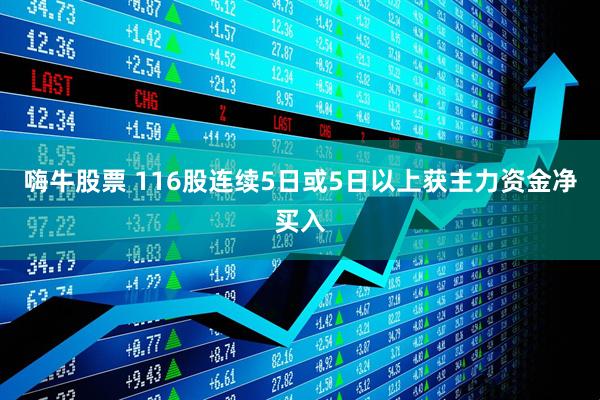 嗨牛股票 116股连续5日或5日以上获主力资金净买入